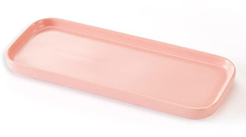Ceramic Bathroom Tray,Kitchen Sink Organizer Tray,Cosmetics Holder (Pink)