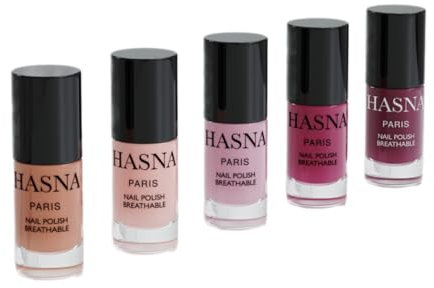 Hasna Paris - Halal Nagellack – Kollektion – Öko-Verantwortung – Glanz und langer Halt – einfach aufzutragen – 5 x 6 ml (PINK)
