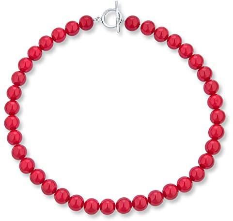Bling Jewelry Einfache Schlichte Glatte Westliche Schmuck Klassische Rote Kalzit Runde 10MM Perlenstrang Choker Halskette Für Frauen Teenager Versilberter Verschluss 15 Zoll