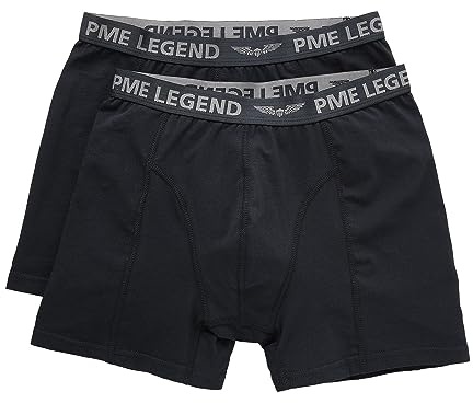 PME Legend Herren Boxershort BASIC COTTON ELASTAN 2er Pack Schwarz Blau S-XXXL, Größe:S, Farbe:Black 999