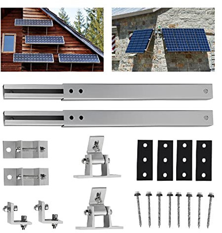 Solarmodul Halterung, Solarpanel Halterung Aufständerung Solarmodul für Balkonkraftwerk Flachdach Wand, Einstellbar Neigungswinkel 15-30° Klemme zur Montage Von PV-Photovoltaik und Stützen