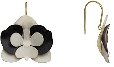 LES POULETTES BIJOUX - Orecchini di Ottone Orchidea in Pelle - Beige