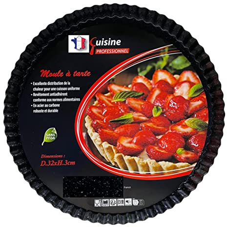 Cflagrant France® Antihaft-Kuchenform, runde Kuchenform schwarz, Stahl, PFOA-freie Steinbeschichtung (32 cm)