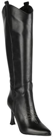 Stivali in Pelle con Tacco e Ricamo - Taglia 38