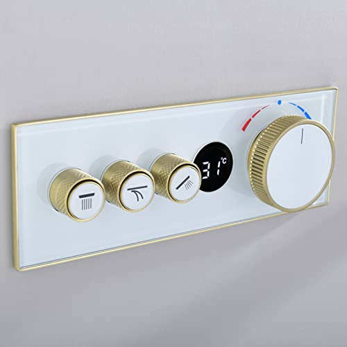 SHUGUANG 3 Vie LED Termostatico Doccia Deviatore Miscelatore Valvola Rubinetto Doccia Rubinetto Bagno Rubinetto Incasso Incasso Scatola