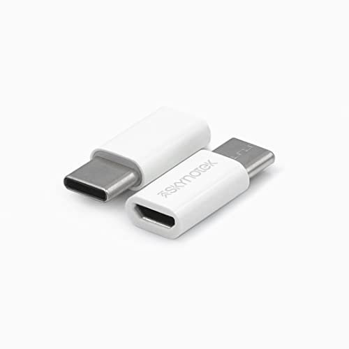 Skynotek – Pack 2 adaptadores Micro USB a Tipo C | Carga rápida y sincronización de Datos | Compatible con iPhone 14 13 12 11 iPad iMac | Color Blanco