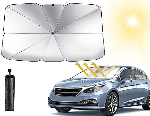 Hitopin Sonnenschutz Auto Frontscheibe, Auto Windschutzscheibe Sonnenschutz Regenschir, Faltbarer UV-Schutz Auto Sonnenschirm, für die Windschutzscheibe für die Meisten Autos