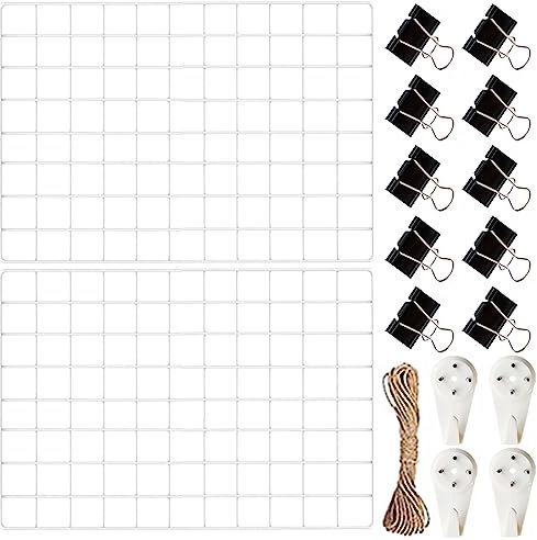 Weiß Wandgitter 2er-Pack 65 x 45cm Küchengitterwand Memotafeln Foto Wanddekoration für Büro, Wohnzimmer, Schlafzimmer