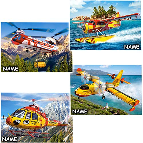 alles-meine.de GmbH 2 Stück: Mini Puzzle/Minipuzzle 54 Teile - inkl. Name - Flugzeug/Helikopter/Hubschrauber - für Kinder & Erwachsene - Kinderpuzzle - Minipuzzles Mitb..