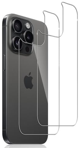Lutree 2 Stück für Panzerglas für iPhone 15 Pro 6,1 Zoll Rückseite Hinten Schutzfolie, 9H Härte HD Folie Displayschutz, Bläschenfrei Anti- Kratzer Schutzglas Displayfolie