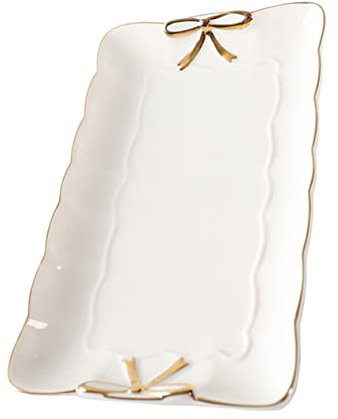 Cabilock 1 Pc Assiette Rectangulaire Plat De Service En Porcelaine Porte-bijoux Vintage Plat à Bibelots Plaque De Rangement Pour Bijoux Porte-collier Bague Anneau Blanche Céramique Pâtes