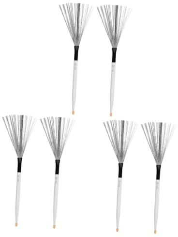 Vaguelly 3pares Cepillo De Tambor De Alambre De Acero Carbono Para Batería De Cepillos Duraderos Mango Para Percusión y Jazz Compatible Instrumentos De Ritmo y Bandas Jóvenes
