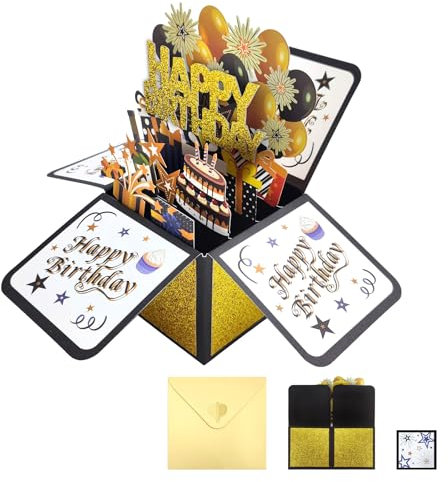 PAITOK 3D-Pop-Up-Geburtstagskarten, personalisierbar, Geburtstagsgeschenke, Kinder-Happy Birthday-Karte mit Umschlag und Nachrichtenkarte für Mädchen, Jungen, Frauen und Männer