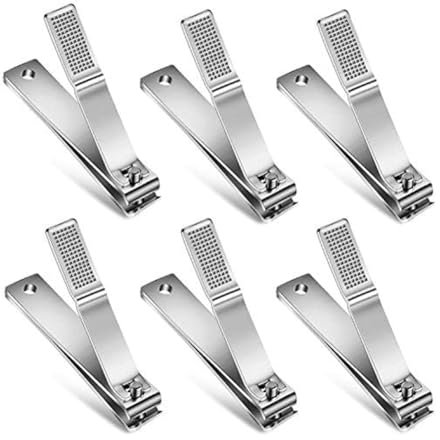 QUR Toenail Clippers Straight Edge Toenail Clippers Stainless Steel Nail Clippers for Men Women Thick Nails, 6PCS,Silver