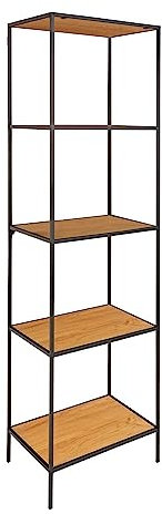5-stöckiges Regal mit Eichenoptik und schwarzem Rahmen 51 x 36 x 170 cm