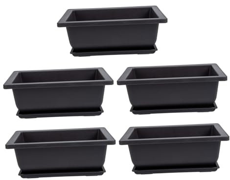 Mipcase Lot De 5 Pots De Fleurs en Plastique pour Bonsaï Support pour Plantes De Jardinage Marron Foncé en Argile pour Décoration De Maison Et De Jardin