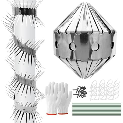 XPJBKC 200CM Marderschutz Fallrohr, Marderschreck mit Handschuhe und Umreifungsband, Marderabwehr Fallrohr, Marderabwehr Haus, Marderabwehrgürtel, Marderschutz Dachrinne