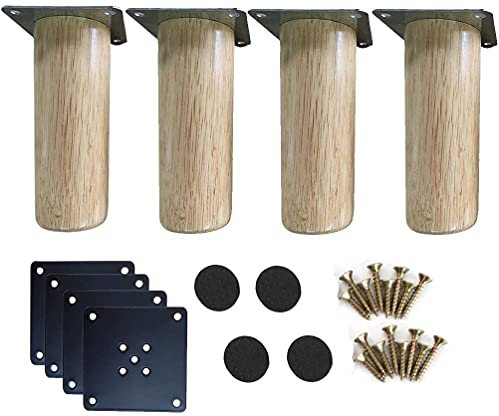 Möbelbeine, Sofabeine, 4 Stück, Holzmöbelbeine, Sofafüße, konische Beine, Massivholzmöbel, Sofa, Stuhl, Bett, Schrank, Teetisch, TV-Schrank, Ersatzbeine, Montageplatten Y Scr (18 c
