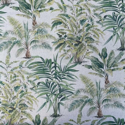 Designer Showcase Digitaldruck Baumwolle reichen Leinen Vintage Look Quilten Handwerk Projekt Kissen Vorhang Möbel Polster Heimstoff | 140 cm breit (pro Fat Quarter, exotische Palme)