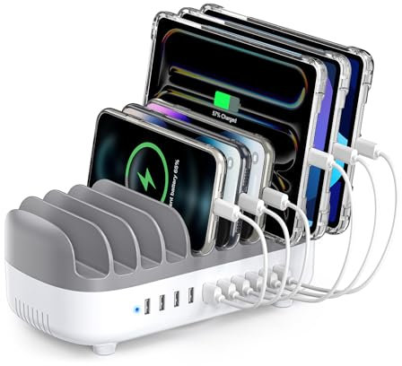 ORICO 120W Ladestation f¨¹r Mehrere Ger?te, Neues Upgrade 10 Ports Smart USB Ladestation, Kompatibel mit iPhone 15/14/13/12£¬iPads, Android Phone und Tablets (Ohne 10 Ladekabel Wei?)