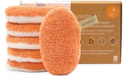 Waschies Abschminkpads/Waschpads - 6er-Set Apricot – waschbar, wiederverwendbar & hypoallergen, sanfte Gesichtsreinigung - Alle Hauttypen – Alternative zu Wattepads & Abschminktüchern