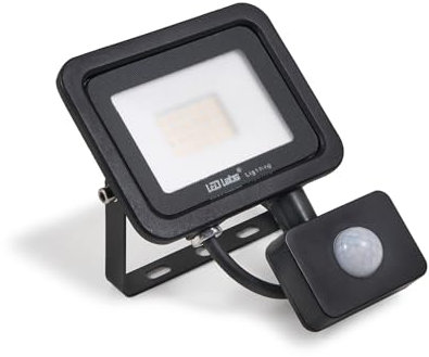 KOLORENO - LED - LED Drago - Langlebig und zuverlässig - Widerstandsfähig mit Bewegungsmelder - 20W - Schwarz - Neutralweiß (4000K) - 122x96x22mm