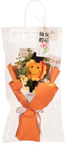 Genérico Peluche de, Ramo de Flores de Ganchillo - Ganar el Campeonato Flores Tejidas - Ramo de Flores de Punto, decoración de Escritorio de para Bodas, cumpleaños, graduación