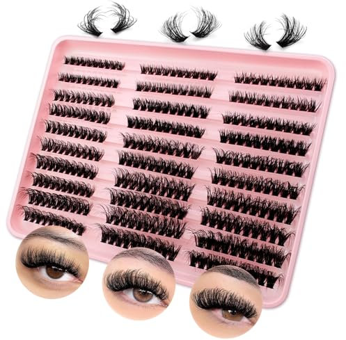 300pcs Extension de cils Fluffy Cluster Cils Cluster 3 Styles 8-16mm Mixed Volume Single Cils Thick Lash Clusters Extensions de cils individuelles(300P-680D)