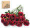 Woltoy 12 Pièces Roses Artificielles Rouges, Bouquet Artificielle Fleurs Naturelles et Réelles, Diamètre de Fausses Fleurs Roses 10 cm pour Bouquets de Mariée, Home, Mariages, Office, Fête