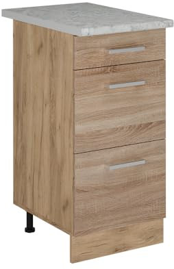 Vicco Meuble Cuisine R-Line, Sonoma, 40cm avec tiroirs, AP Marbre
