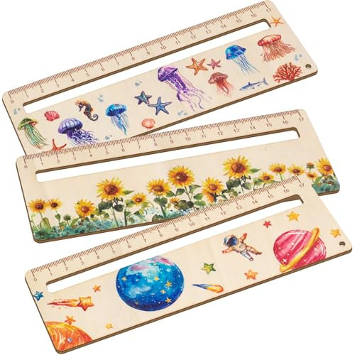Lesehilfe Kinder,3 Stück Personalisiertes Lineal zur Einschulung,18 cm Lesehilfe Kinder 1 Klasse Lesezeichen Holz Lineal für Kinder Einschulung Mädchen und Einschulung Junge Bookmark Ruler