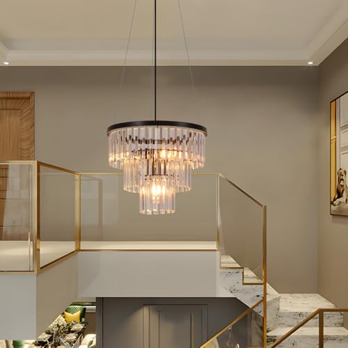 ZMH Pendelleuchte Esstisch Esszimmerlampe Hängend - E27 Hängelampe | Wohnzimmer Schlafzimmer Esstischlampe Schwarz Modern Hängeleuchte Kristall Design Pendellampe Esszimmer ohne Leuchtmittel