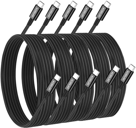 Kobilar USB C to USB C Cable, 100W 5A Super Fast Charging, PD 3.0, Type C to Type C, 5-Pack-1.5M, for iPhone 17/16 Pro Max, iPad Pro,Samsung Galaxy S25/24 (5pack-1.5M)
