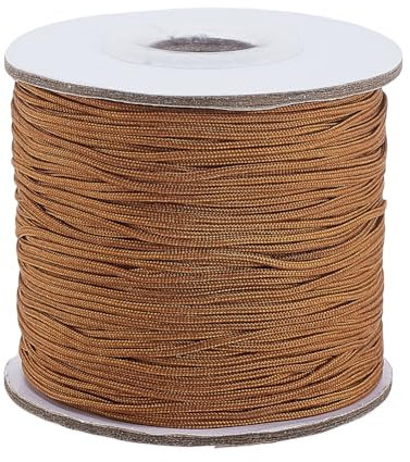 PH PandaHall 91m Nylon String 1mm Beading Thread Blind Bracelet String Lift Shade Cord Braided Strings for Bracelet Wind Chime Making Chinese Knot Crafting, Camel Color