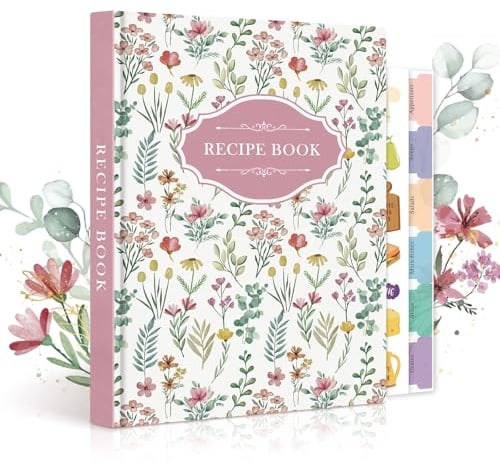 Lanpn A5 Libro de Recetas Para 70 Recetas, Recetario de Cocina para Escribir, Mi Cuaderno Recetas Tapa Dura, Recipe Journal Book, Libretas para Recetas de Cocina en Blanco, Rosa, Inglés