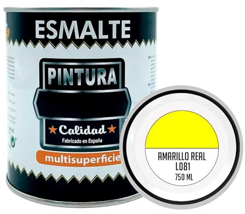 AC - Bote de pintura esmalte - Ideal para cualquier superficie, madera, plástico, cristal, cemento - Fabricado en España - Capacidad de 750 ml - Amarillo Real (L081)