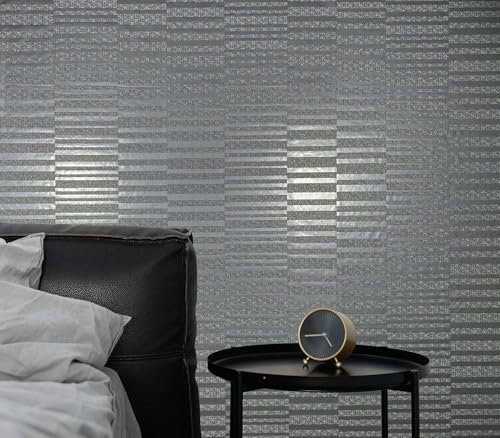 marburg Tapete Grau Silber Glänzende Streifen Modern für Wohnzimmer Schlafzimmer Küche 10,05 x 0,53