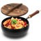 Tutamaz Padella in ferro forgiata non rivestita, Ø 24 cm, antiaderente profonda, con coperchio, antiaderente a nido d'ape, per cucina, cottura e arrosto