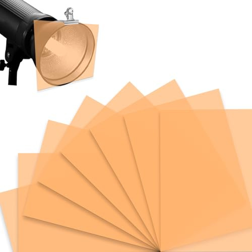 KINETOX 8 Stück Farbfolie Folie hitzebeständig Farbfolien A4 Transparente Farbkorrektur für lampen Orange Lampenfolie 29,7 x 21cm Farbfilter Foto grafie Studio Scheinwerfer Strobe Blitz LED Bühne DIY