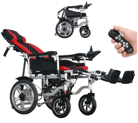 Juodkeo 500W Elektrische Rollstühle Faltbarer Leichte Deluxe Power Mobility Aid Rollstuhl - 12AH verstellbar klappbar, mit Kopfstütze und Rückenlehne mehrwinklig verstellbar