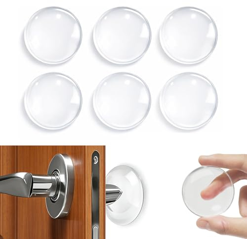 6PCS Rubber Door Stopper for Wall, 1.5inch Round Door Handle Protectors,Silicone Transparent Wall Protecto Self Adhesive Door Stops Anti Slam/Scratch/Noise