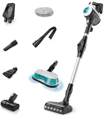 Bosch Unlimited 7 Aqua 2 in 1 Cordless Stick Vacuum Cleaner, BCS72HYGGB | 80 Minutes Runtime, 2 x Batteries, Vacuum & Mop head,Flex Tube, Pet Turbo Nozzle, 6 Accessories & Docking Station