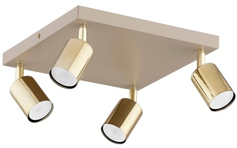 KAR LIGHTING Deckenleuchte 4-flammig Gold Eckig – schwenkbarer Deckenstrahler & LED Spotlampe aus Metall – GU10 Strahler für Küche, Wohnzimmer, Flur – modern & LED geeignet
