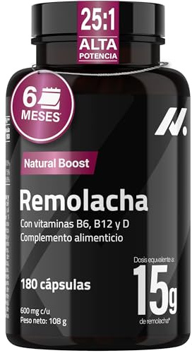 Rote Beete Kapseln 25:1 – Extrakt aus Roter Bete, Beetroot Extract Capsules | Mit Vitamin B6, B12 & D3, Beta-vulgaris-Wurzel, für bis zu 6 Monate, 180 Stück, koffeinfrei, geschmacksneutral, farbstofffrei