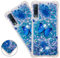 COTDINFOR Samsung Galaxy A7 2018 hülle Cute Glitzer Handyhülle Sparkle Bling Flüssigkeit Treibsand Schutzhülle Stoßfest Weich Silikon hülle für Samsung Galaxy A7 2018 / A750 Blue Butterfly YB.
