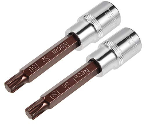 sourcing map 1/2-Inch Drive T50 Torx Bit Socket S2 Steel 100mm Length 2 Pcs