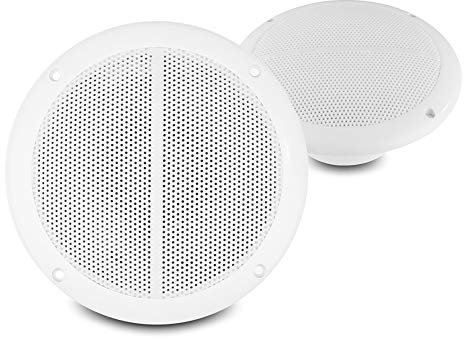 Power Dynamics MS50 5.25 Marine Ceiling Speakers, Pair of 80W IP56 Waterproof Wall Panel Speakers for Boat, Bathroom, Kitchen or Poolside Installation, 2-Way UV Resistant Audio System