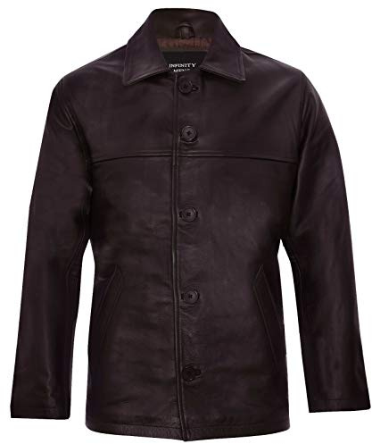 Men's Black 100% Leather Biker Jacket Vintage Retro Casual Zipped Quilted Racing