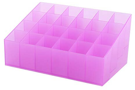 24 Griglie Supporto Per Rossetto Espositore Cosmetico Il Trucco Scatola Rack Desktop 14.5 * 9.3 * 7 cm / 5.7 * 3.7 * 2.8 in(Purple)