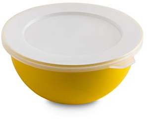 OMADA Ciotola Cucina con Coperchio da 0,5 L in Plastica con Antibatterico | Ciotola Frigo in Polipropilene con Coperchio, da 13,5x H6,5 cm, Leggera e Resistente, Collezione Sanaliving